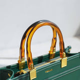 Popular amber handle designer leather handbag