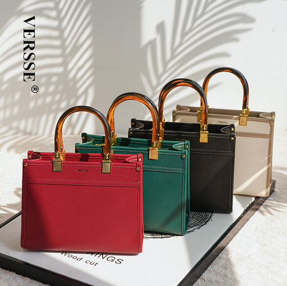Popular amber handle designer leather handbag – VERSSE