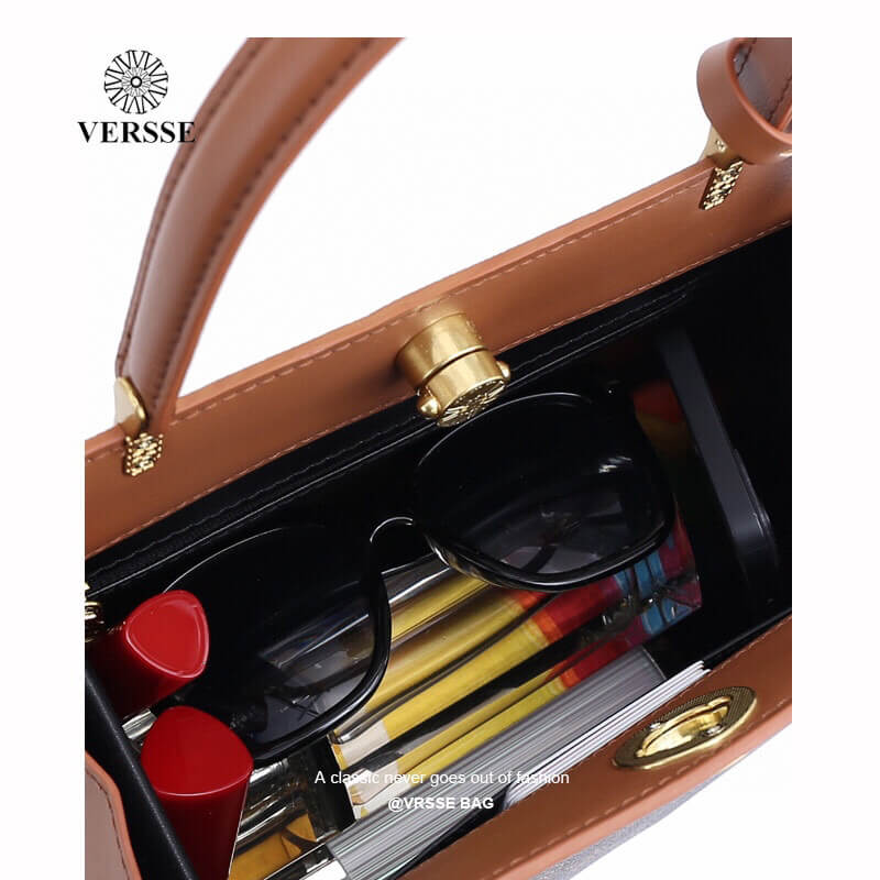 Elegant Vegan Leather Lock Closure Tote Bag