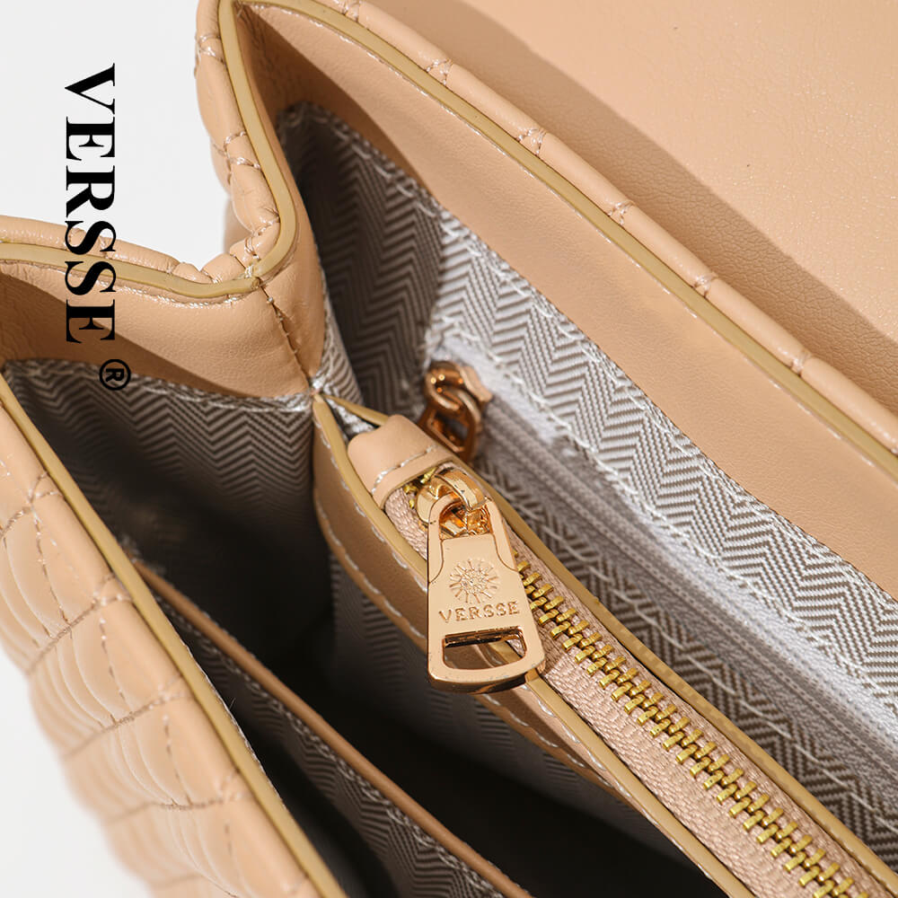 VERS CAMEL WITH CHOCO MONOGRAM FLAP BUCKLE GOLD CHAIN BAG - Debrasgrace